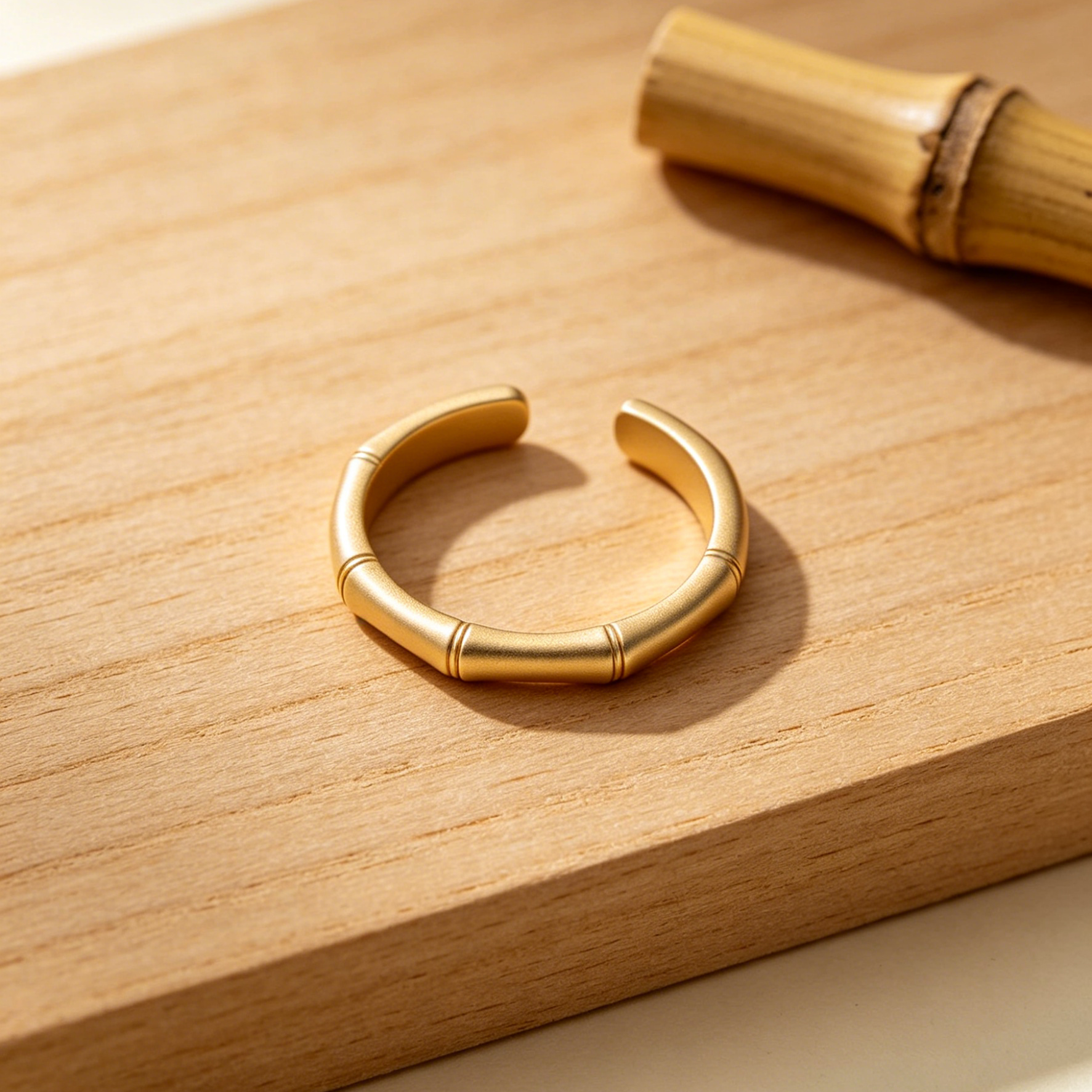 Bamboo Stack Ring – Engravable Open Band