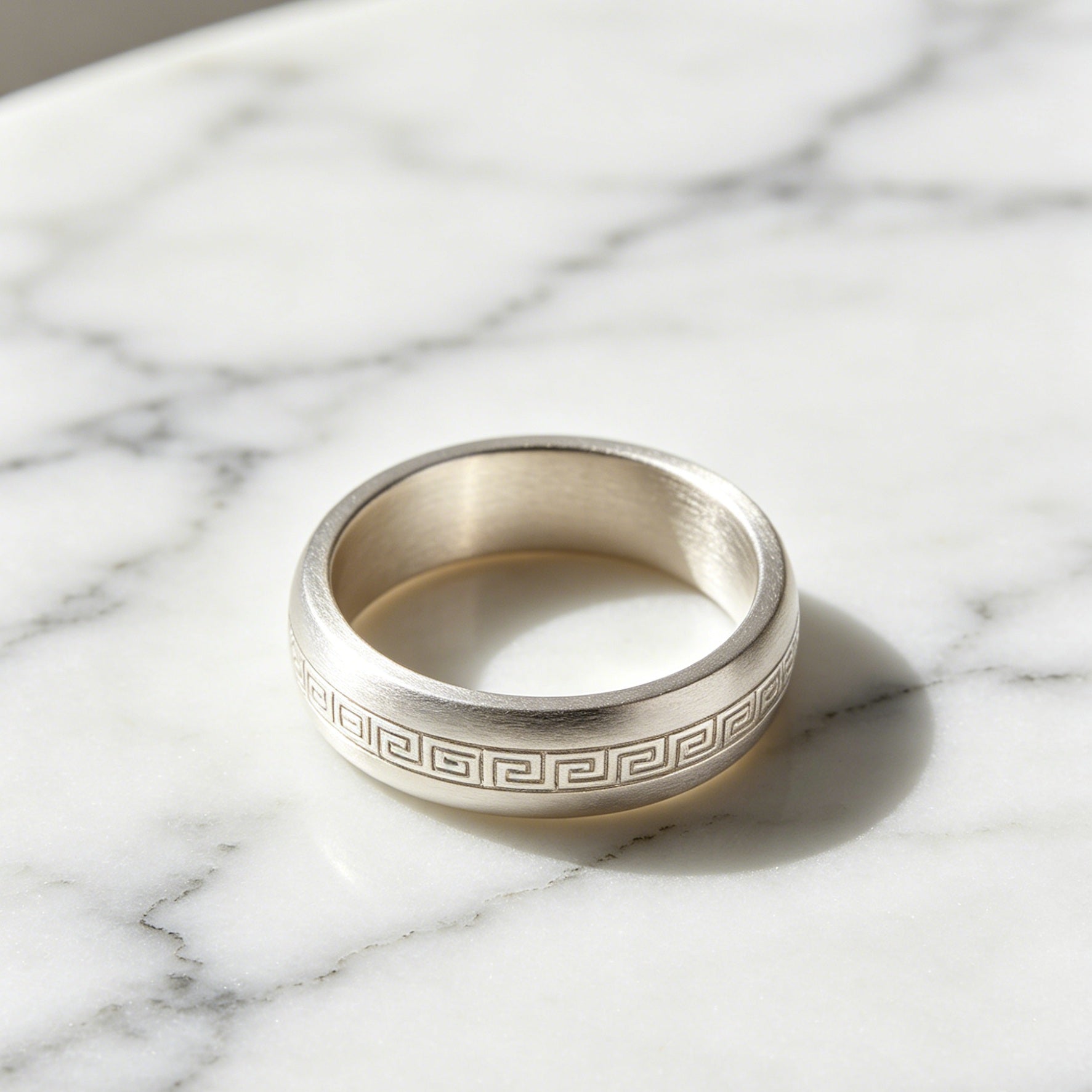 Peace Pattern Ring – Engravable Silver Band