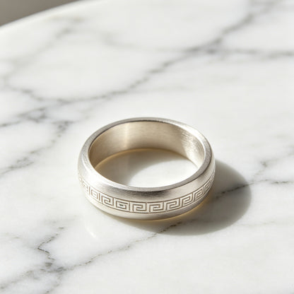 Peace Pattern Ring – Engravable Silver Band