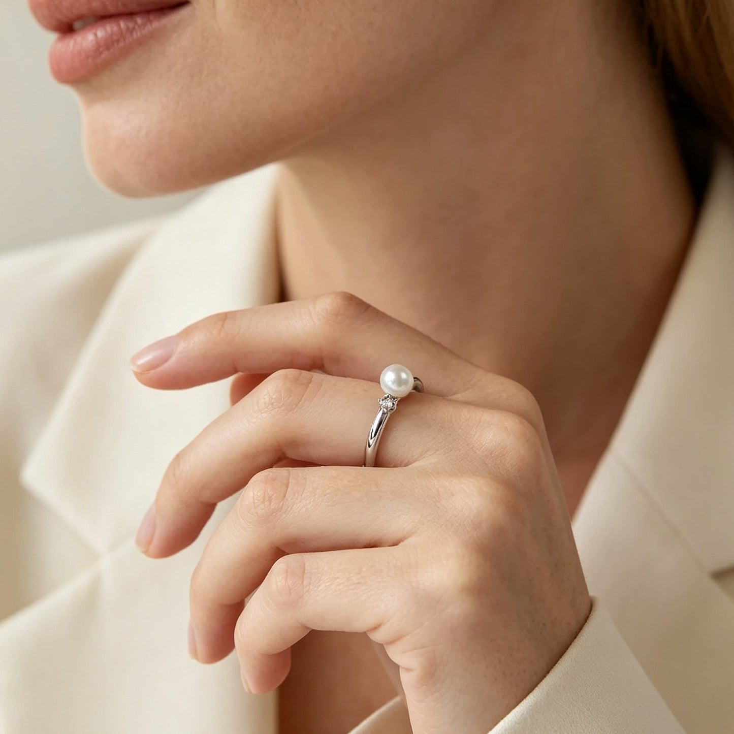 Adjustable Pearl Ring