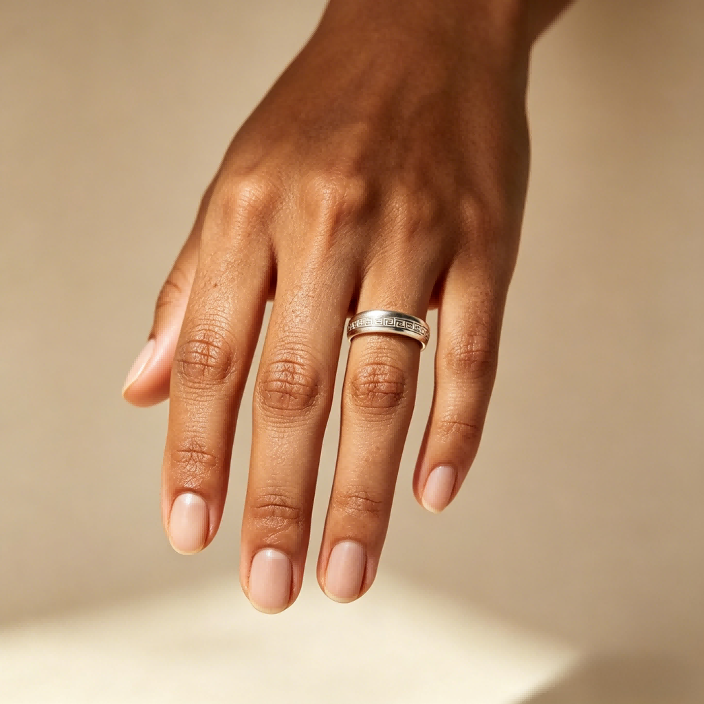 Peace Pattern Ring – Engravable Silver Band