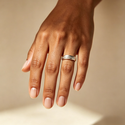 Peace Pattern Ring – Engravable Silver Band