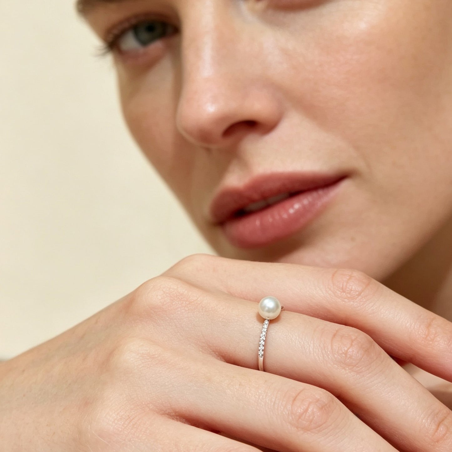 Round Akoya Pearl Adjustable Ring