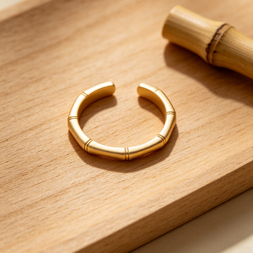 Bamboo Stack Ring – Engravable Open Band