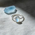 Moonstone Solitaire Ring – Minimalist Silver Setting