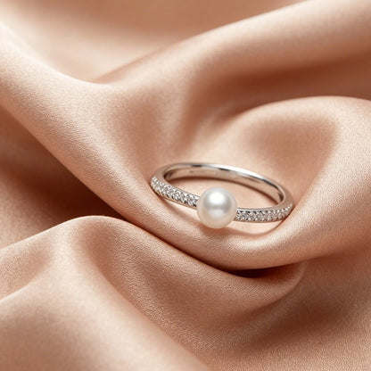 Round Akoya Pearl Adjustable Ring
