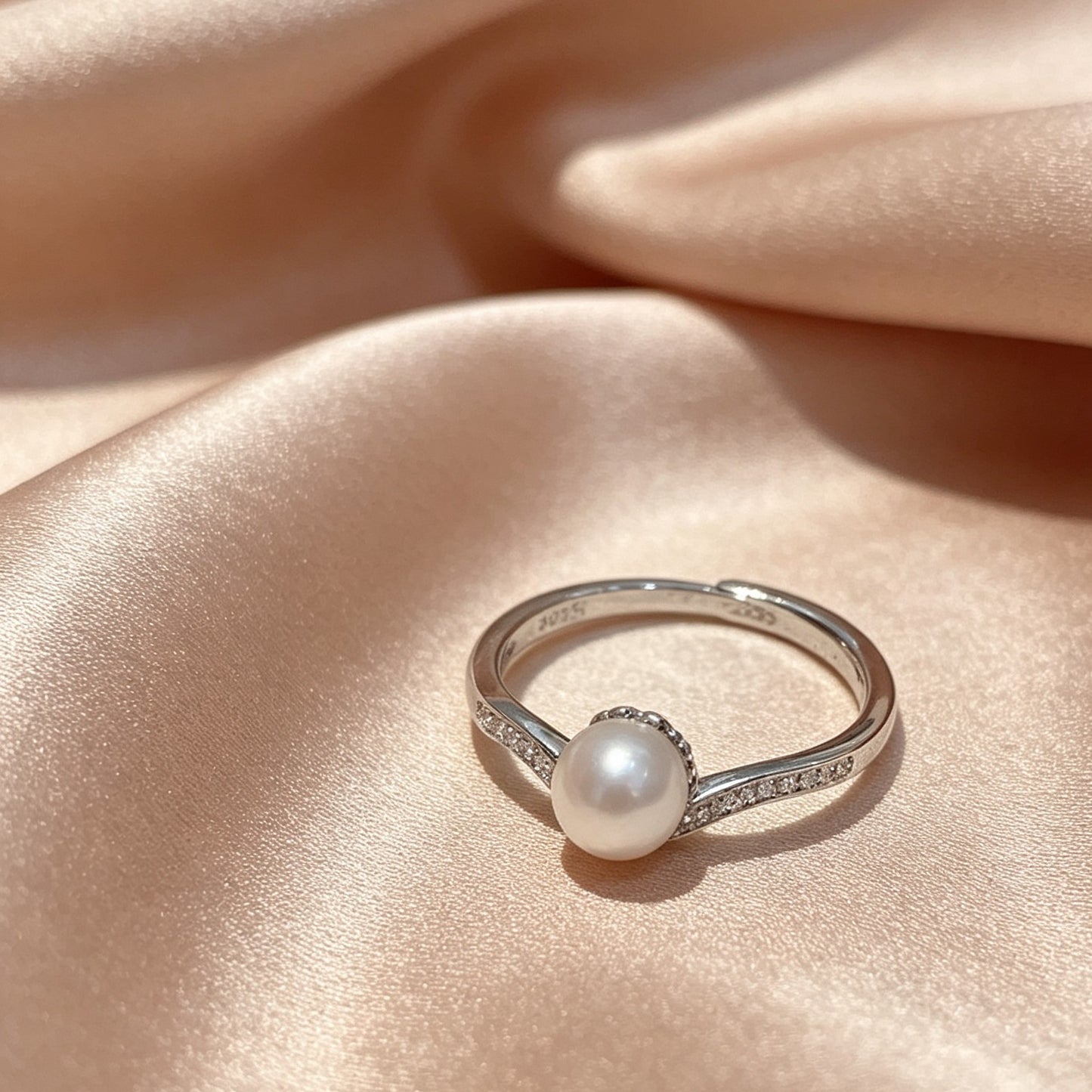 V-Shape Pearl Open Ring