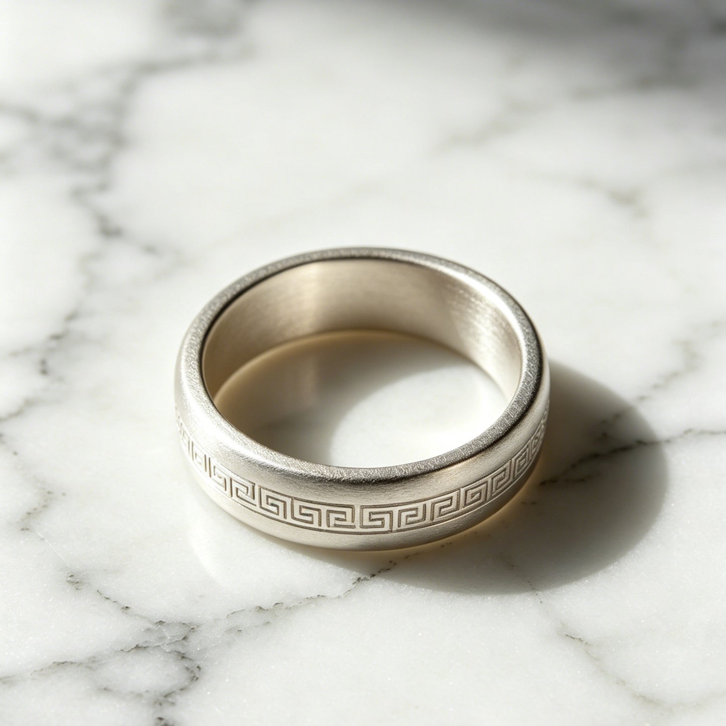 Peace Pattern Ring – Engravable Silver Band
