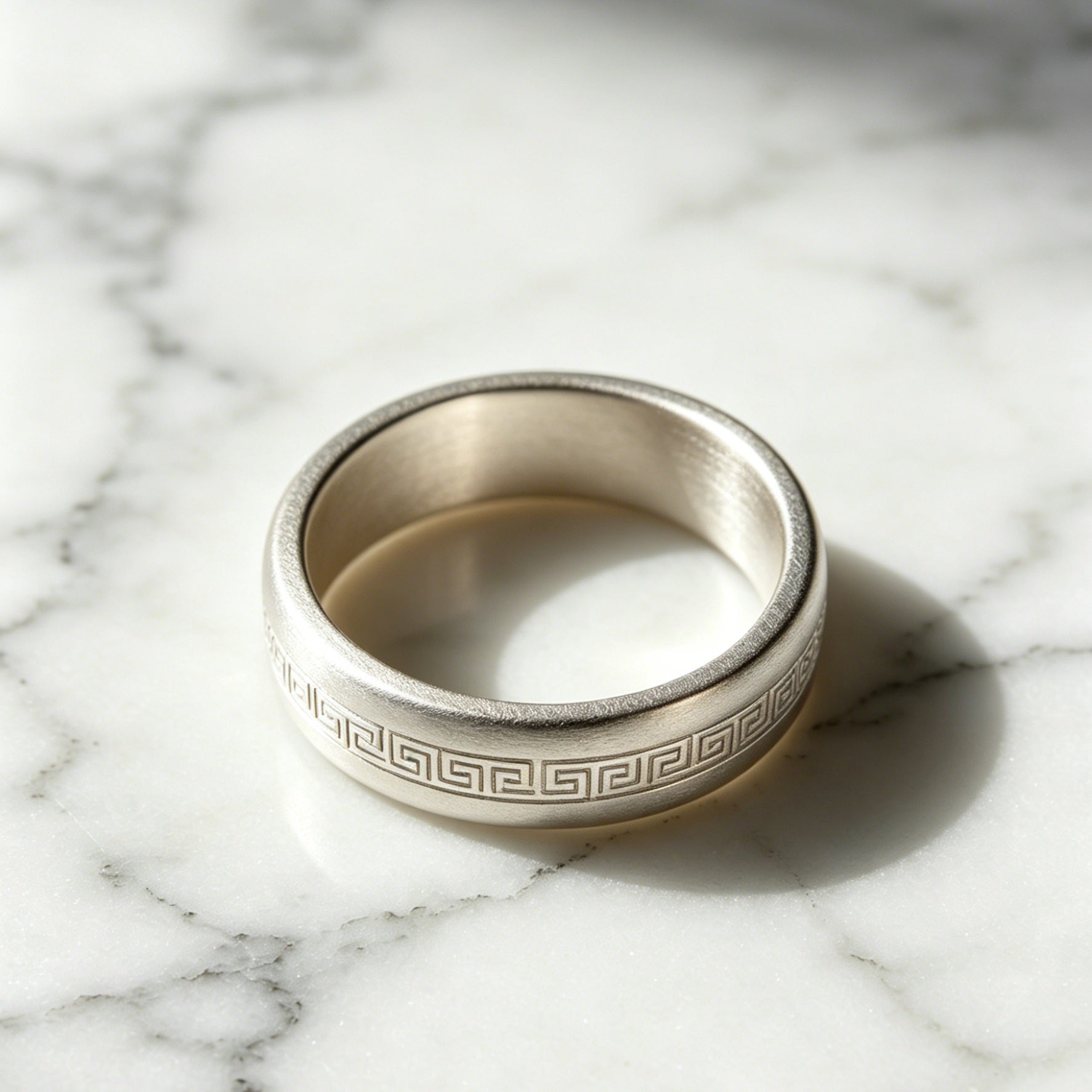 Peace Pattern Ring – Engravable Silver Band
