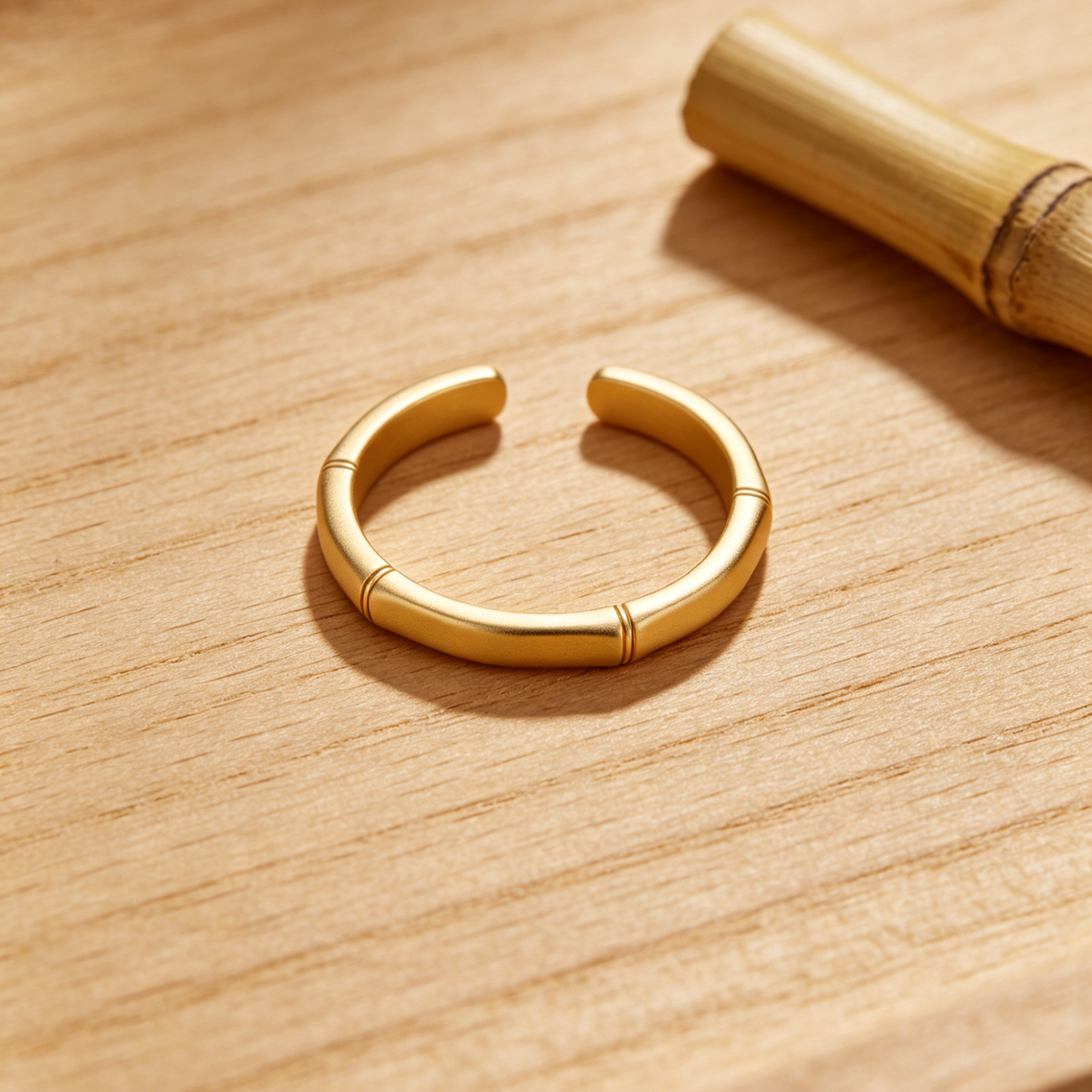 Bamboo Stack Ring – Engravable Open Band