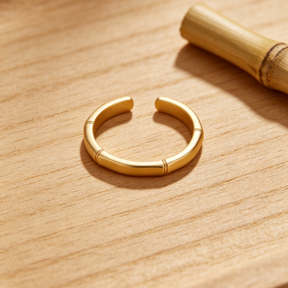 Bamboo Stack Ring – Engravable Open Band