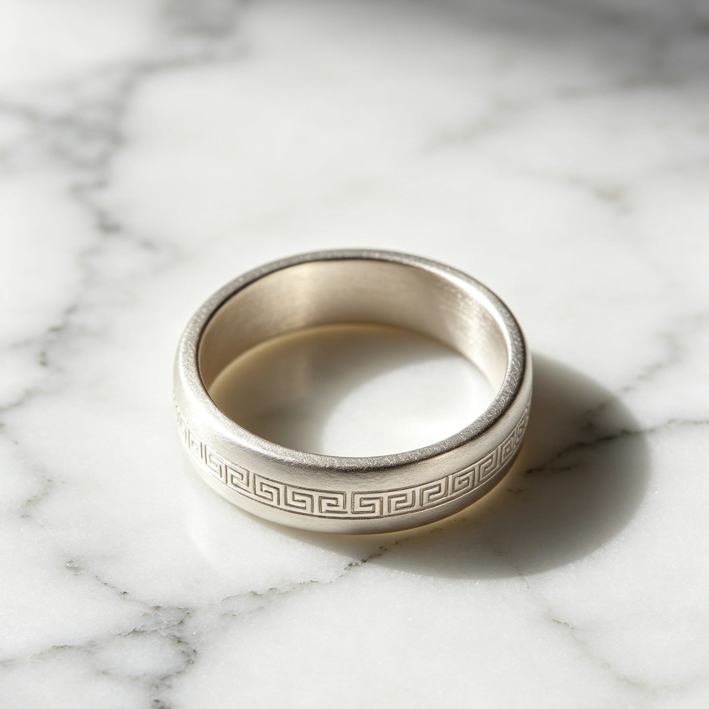 Peace Pattern Ring – Engravable Silver Band