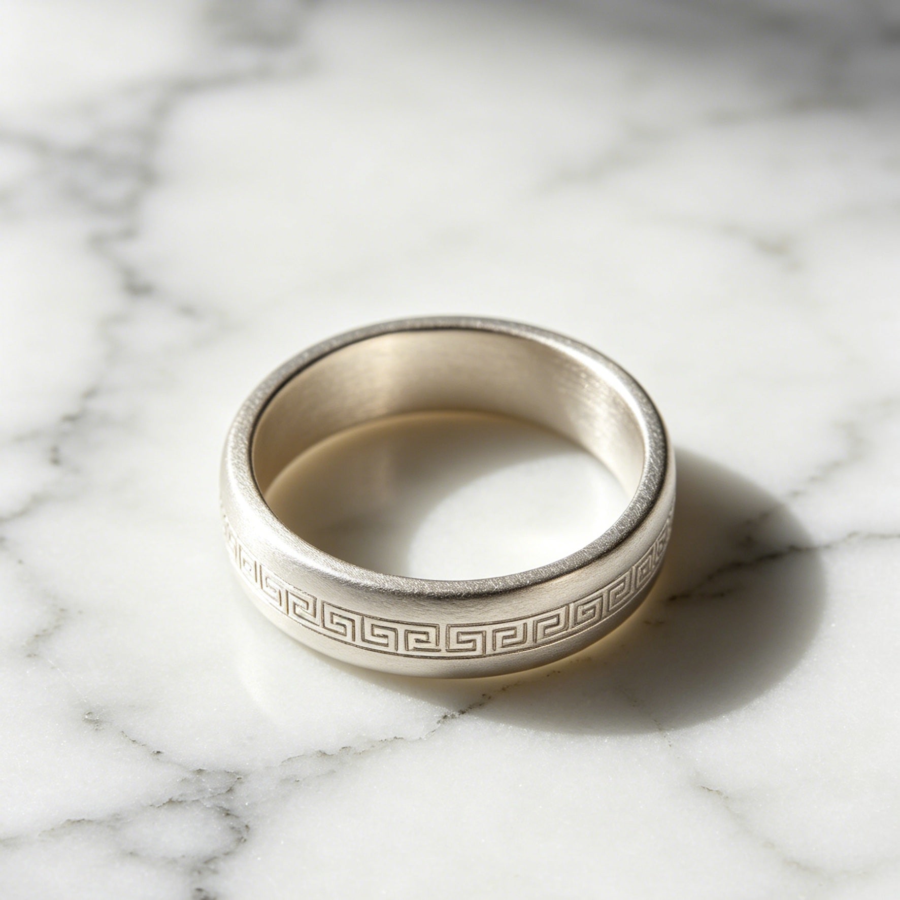 Peace Pattern Ring – Engravable Silver Band
