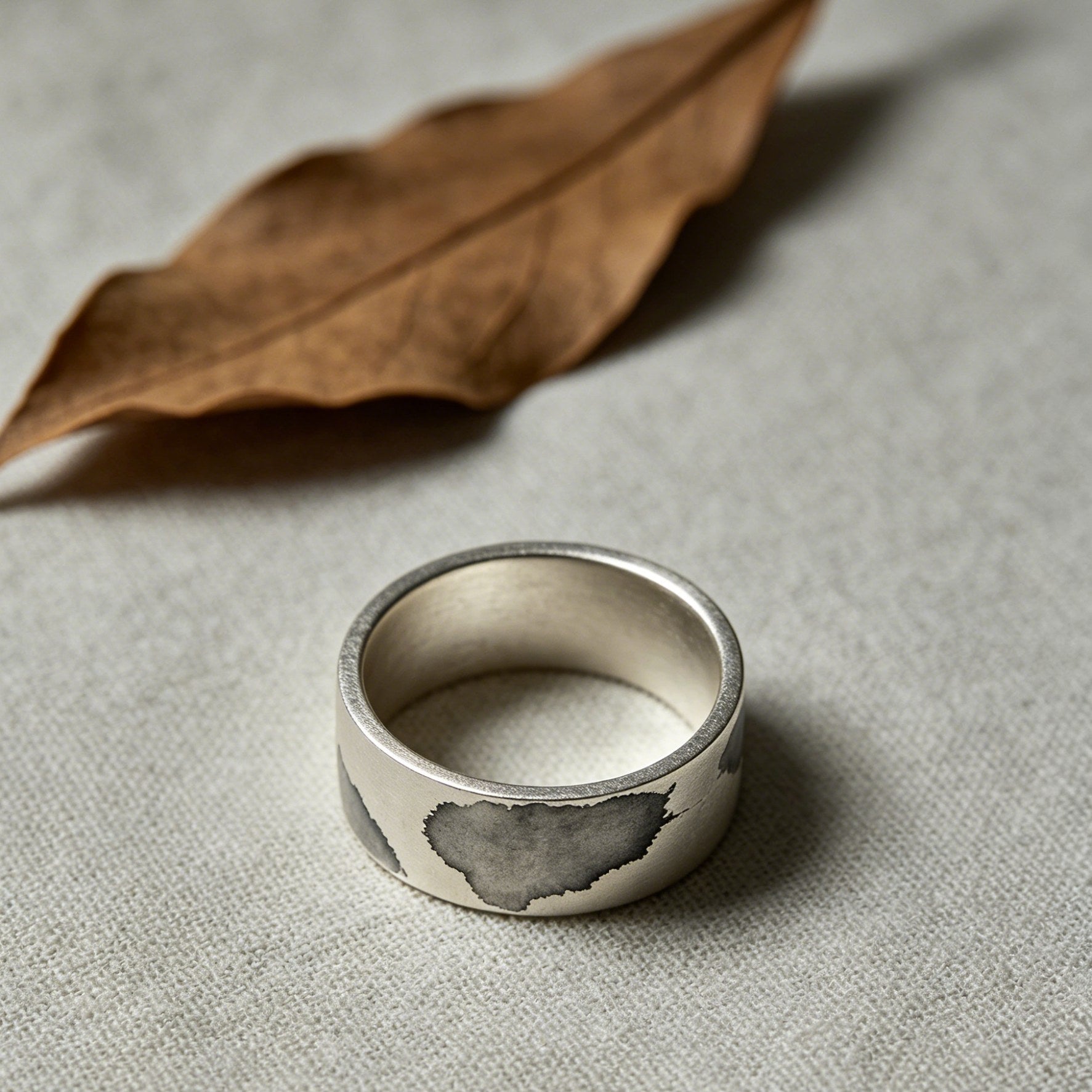 Ink Wash Ring – Unique Silver Band