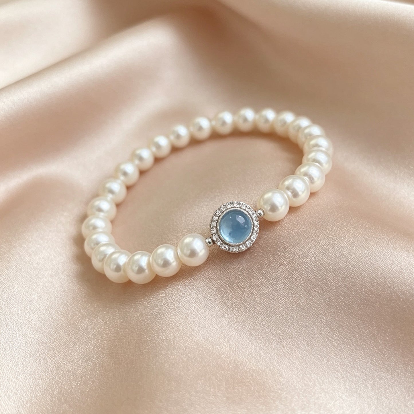 Aquamarine & Pearl Bracelet
