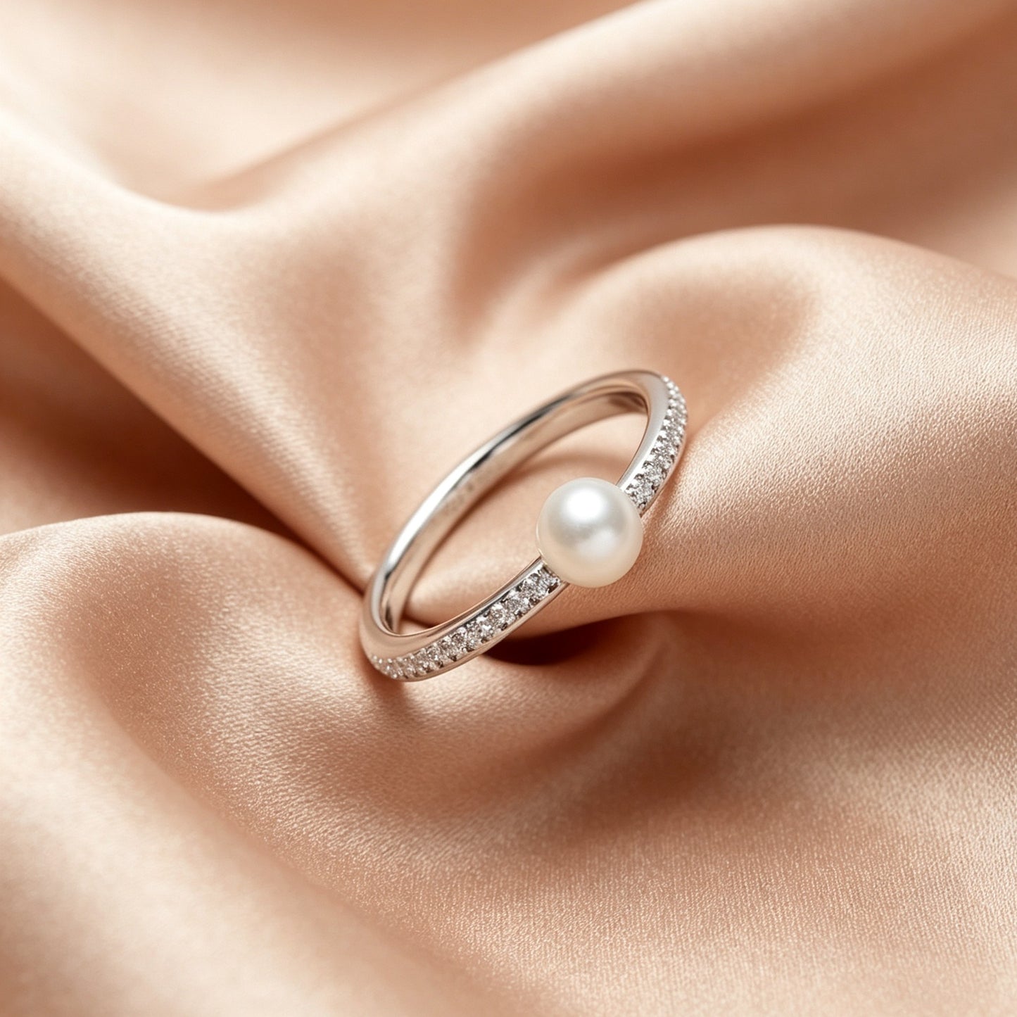 Round Akoya Pearl Adjustable Ring