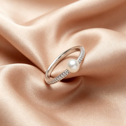 Round Akoya Pearl Adjustable Ring
