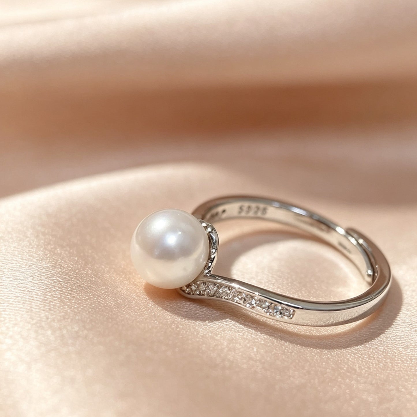 V-Shape Pearl Open Ring