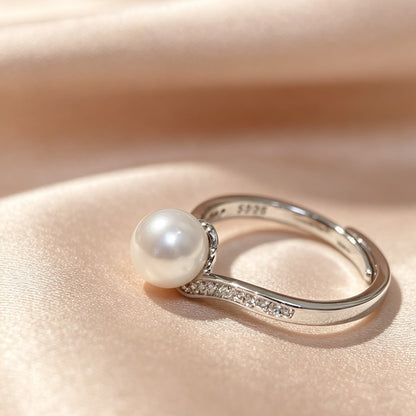 V-Shape Pearl Open Ring