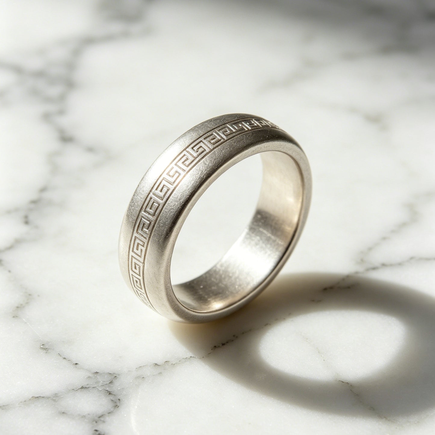 Peace Pattern Ring – Engravable Silver Band