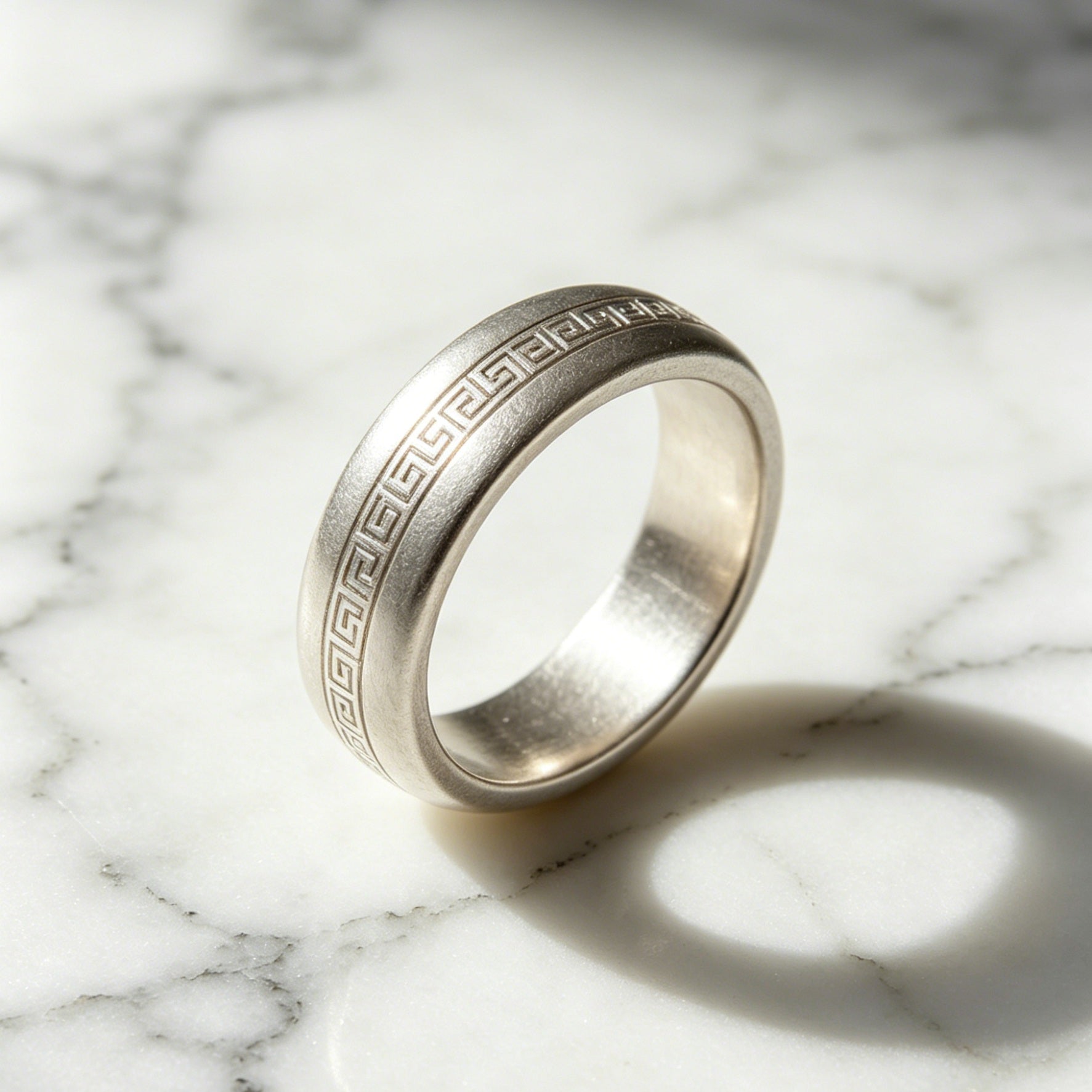 Peace Pattern Ring – Engravable Silver Band