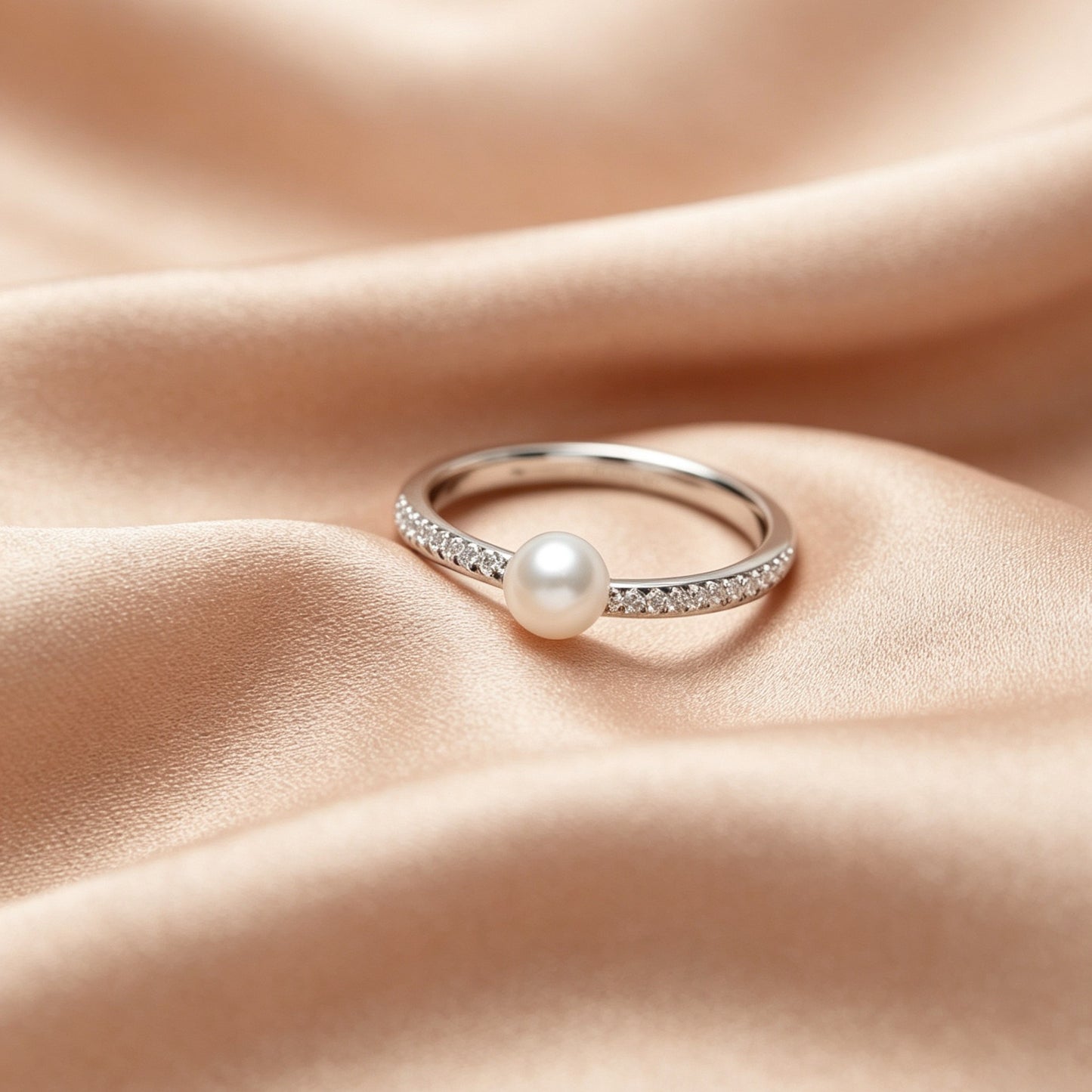 Round Akoya Pearl Adjustable Ring