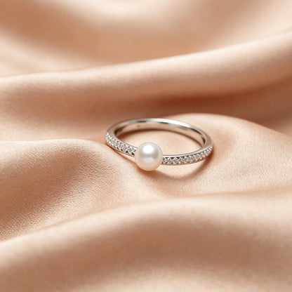Round Akoya Pearl Adjustable Ring