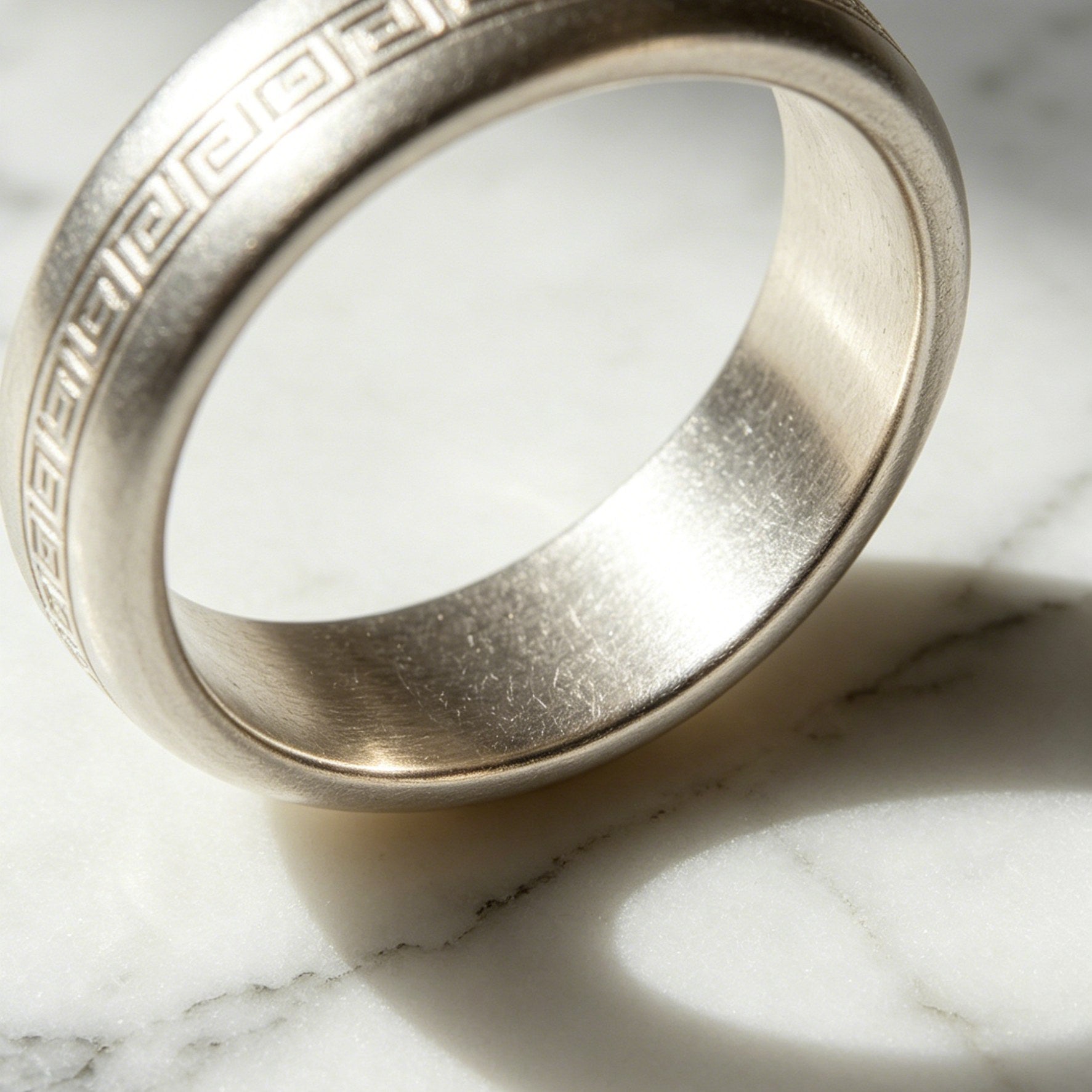 Peace Pattern Ring – Engravable Silver Band