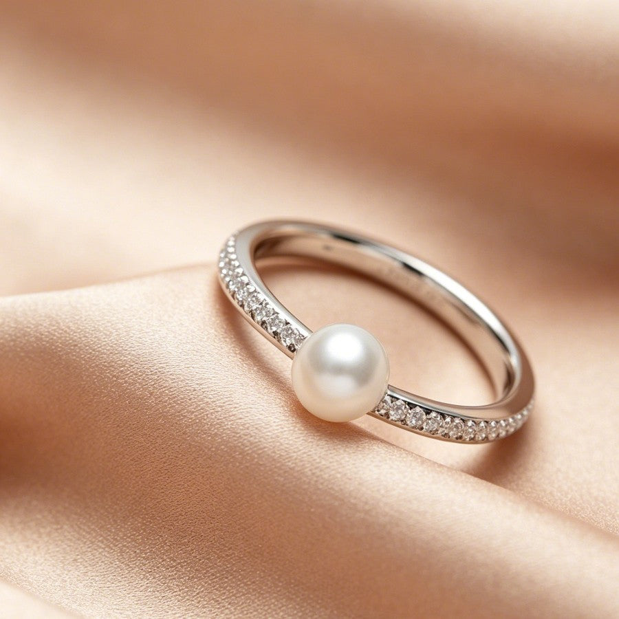 Round Akoya Pearl Adjustable Ring