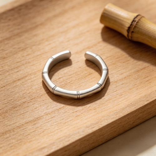 Bamboo Stack Ring – Engravable Open Band